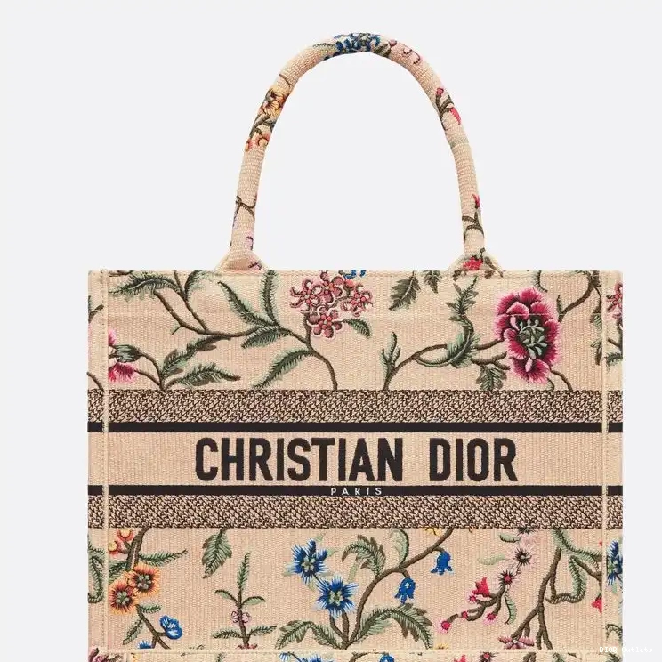 Hot Book Petites Canvas Motif Fleurs Dior Beige Tote 0509
